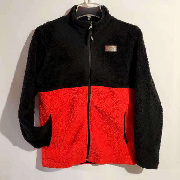 The North Face Other - The North Face Fleece Zip Red/Black Colorblock Jacket Boy's Size L Women's S